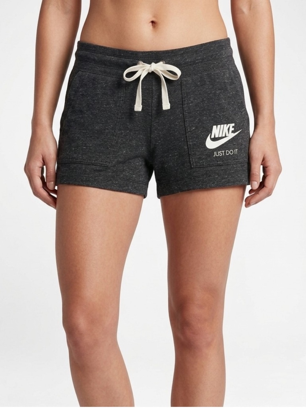 Nike Gym Vintage Shorts Women’s Small Gray Heathered Jersey Drawstring Athletic